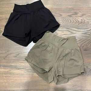 2 for 1 Halara yoga shorts! Black and green, size small